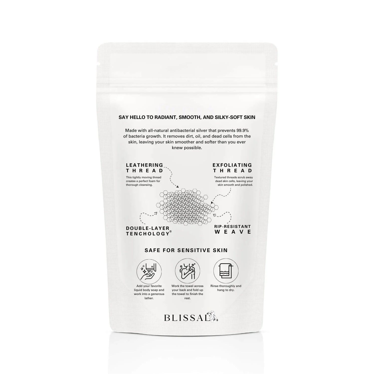 Blissal Exfoliating Antibacterial Shower Towel - Image 12