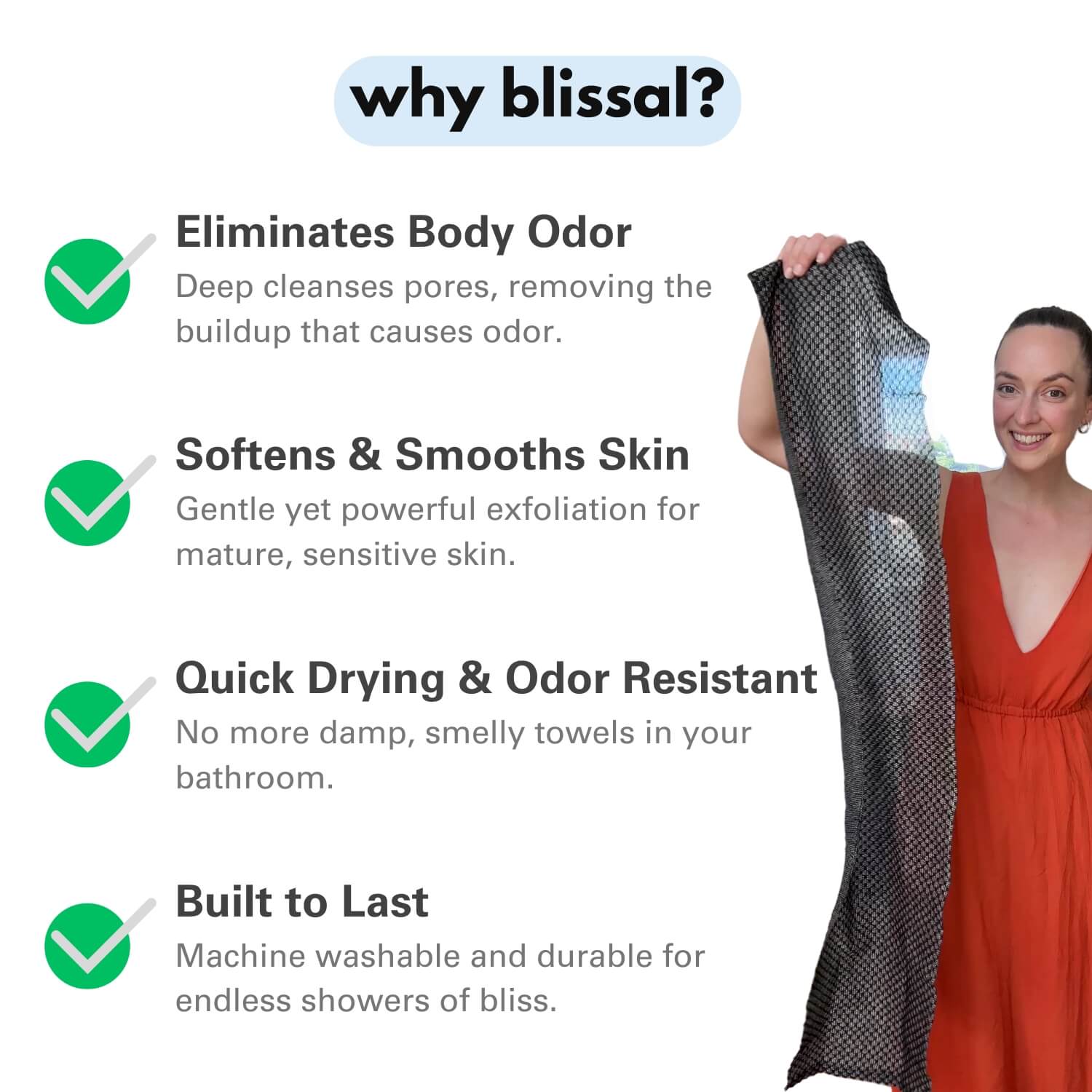 Blissal Exfoliating Antibacterial Shower Towel - Image 9